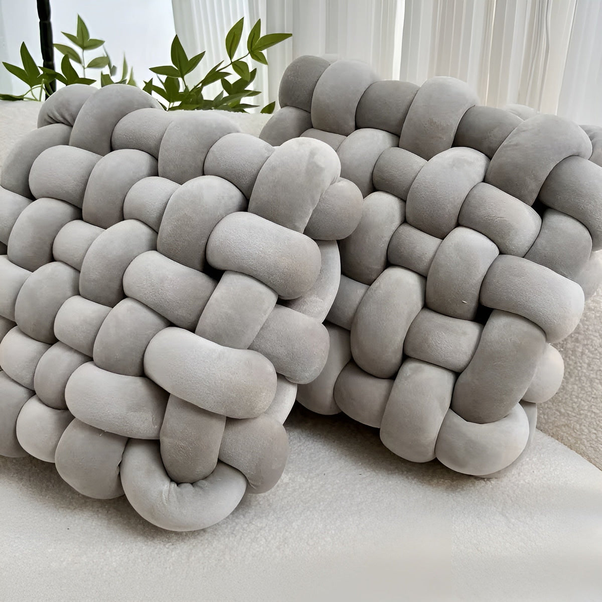 Cuscini decorativi a nodo in set da 2 – Morbidi e Decorativi | Perfetti per divano, letto e soggiorno
