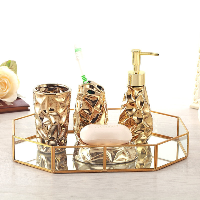 Set da Bagno in Ceramica Accessori per Decorazione del Bagno in Quattro Pezzi
