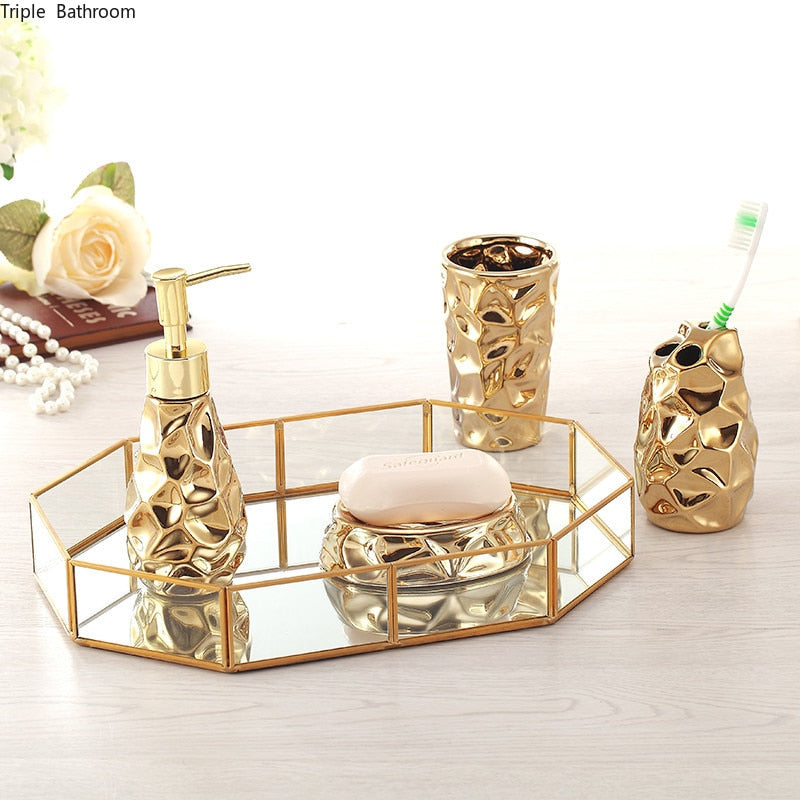 Set da Bagno in Ceramica Accessori per Decorazione del Bagno in Quattro Pezzi