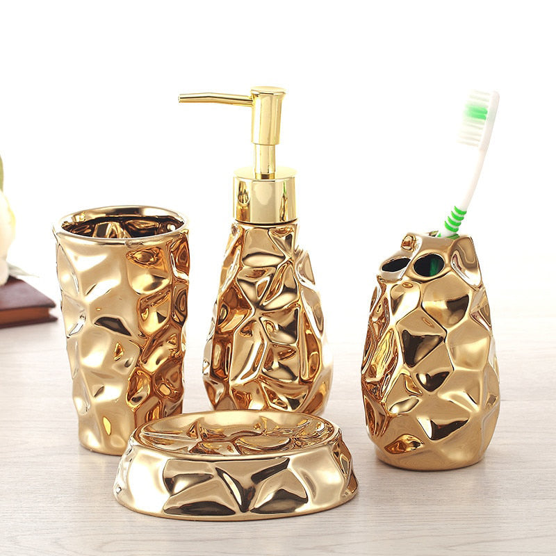 Set da Bagno in Ceramica Accessori per Decorazione del Bagno in Quattro Pezzi