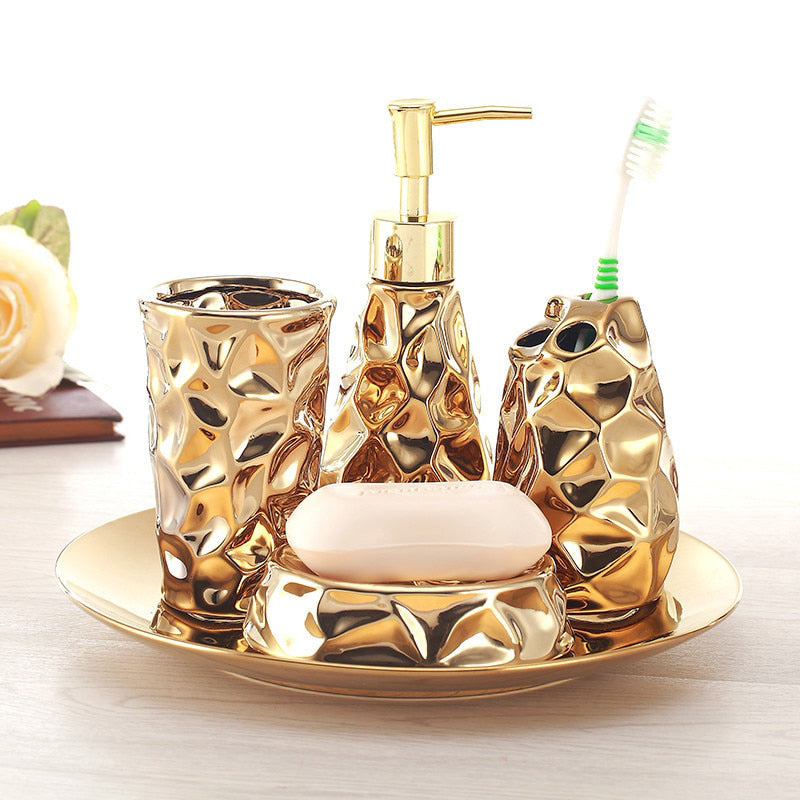 Set da Bagno in Ceramica Accessori per Decorazione del Bagno in Quattro Pezzi