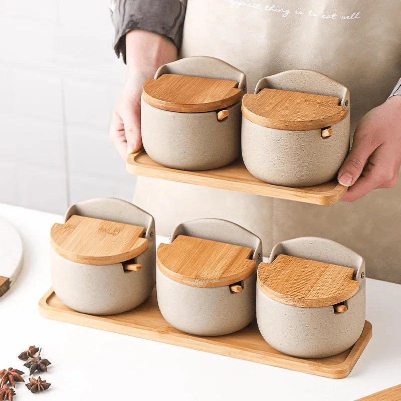 Set di Barattoli in Ceramica per Condimenti di Napoli