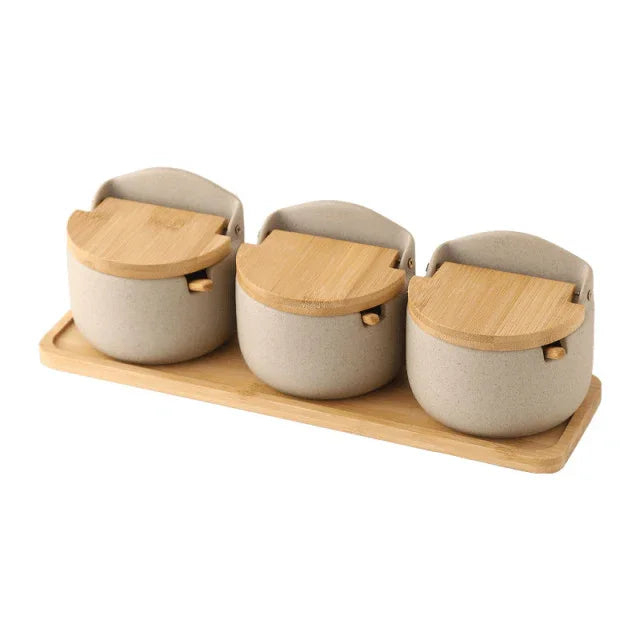 Set di Barattoli in Ceramica per Condimenti di Napoli