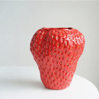 Vaso Decorativo in Ceramica a Forma di Fragola per Fiori e Decorazioni da Tavolo
