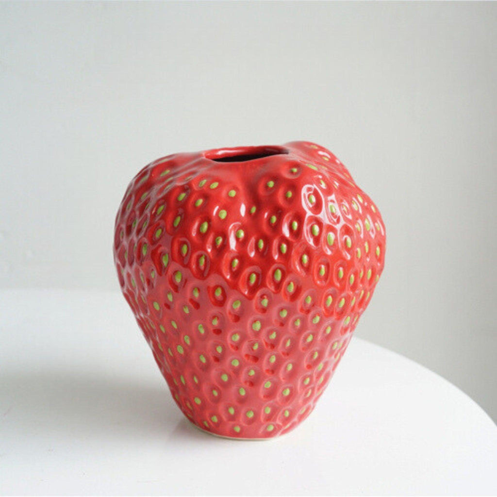Vaso Decorativo in Ceramica a Forma di Fragola per Fiori e Decorazioni da Tavolo