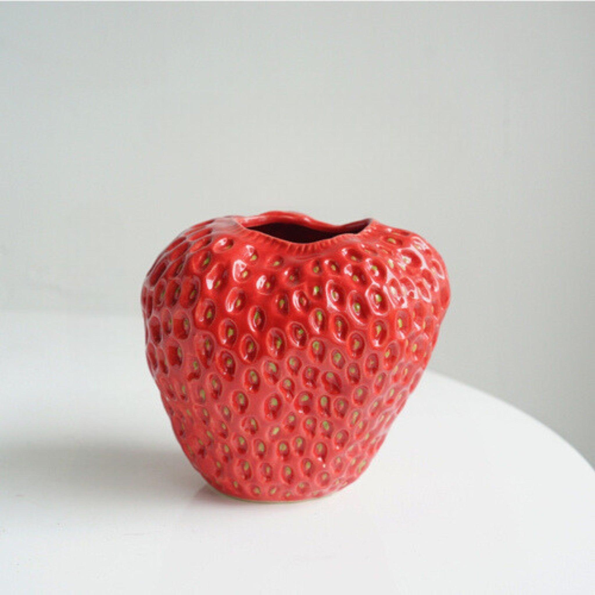 Vaso Decorativo in Ceramica a Forma di Fragola per Fiori e Decorazioni da Tavolo