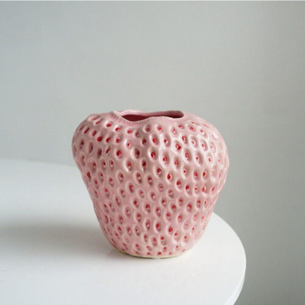 Vaso Decorativo in Ceramica a Forma di Fragola per Fiori e Decorazioni da Tavolo