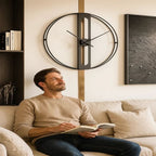 CHRONOLUX – Orologio da Parete in Metallo Oro e Nero da 50 cm per Decorazioni Moderne
