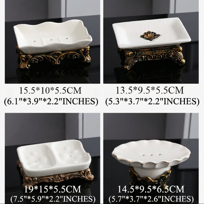 Porta Sapone in Ceramica Classica con Fessura per Drenaggio - Organizer per Bagno