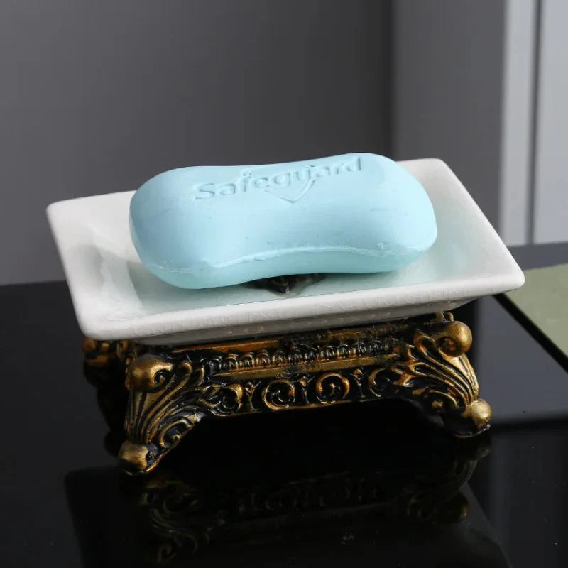 Porta Sapone in Ceramica Classica con Fessura per Drenaggio - Organizer per Bagno