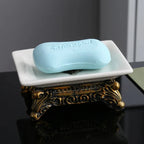 Porta Sapone in Ceramica Classica con Fessura per Drenaggio - Organizer per Bagno