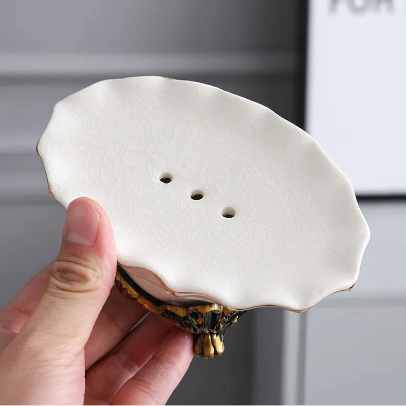 Porta Sapone in Ceramica Classica con Fessura per Drenaggio - Organizer per Bagno