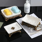 Porta Sapone in Ceramica Classica con Fessura per Drenaggio - Organizer per Bagno
