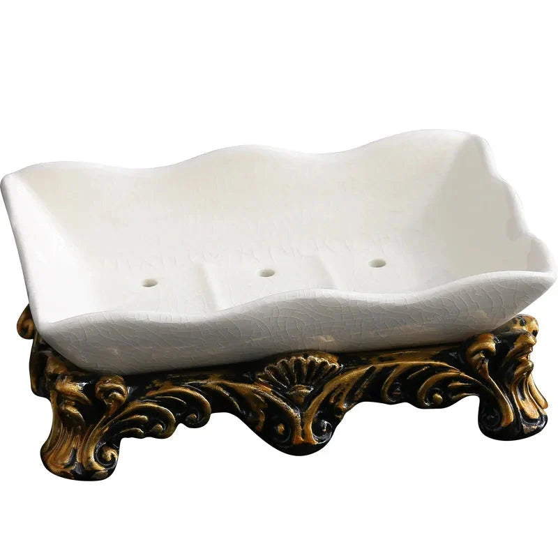 Porta Sapone in Ceramica Classica con Fessura per Drenaggio - Organizer per Bagno