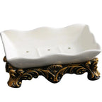 Porta Sapone in Ceramica Classica con Fessura per Drenaggio - Organizer per Bagno