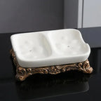 Porta Sapone in Ceramica Classica con Fessura per Drenaggio - Organizer per Bagno