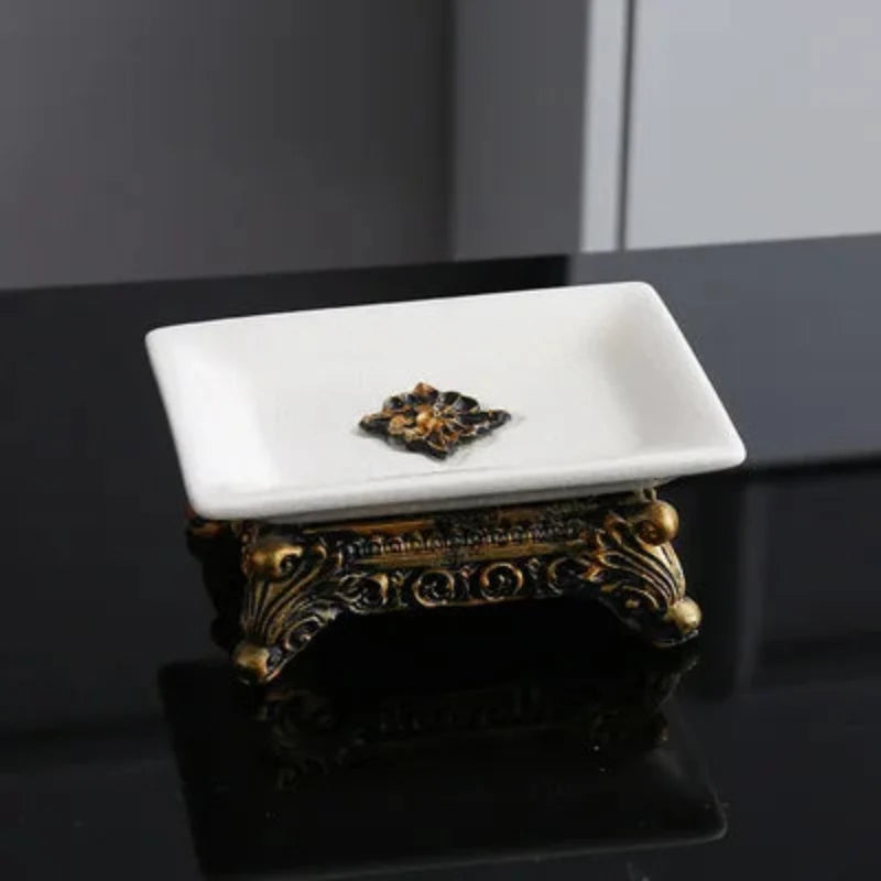 Porta Sapone in Ceramica Classica con Fessura per Drenaggio - Organizer per Bagno