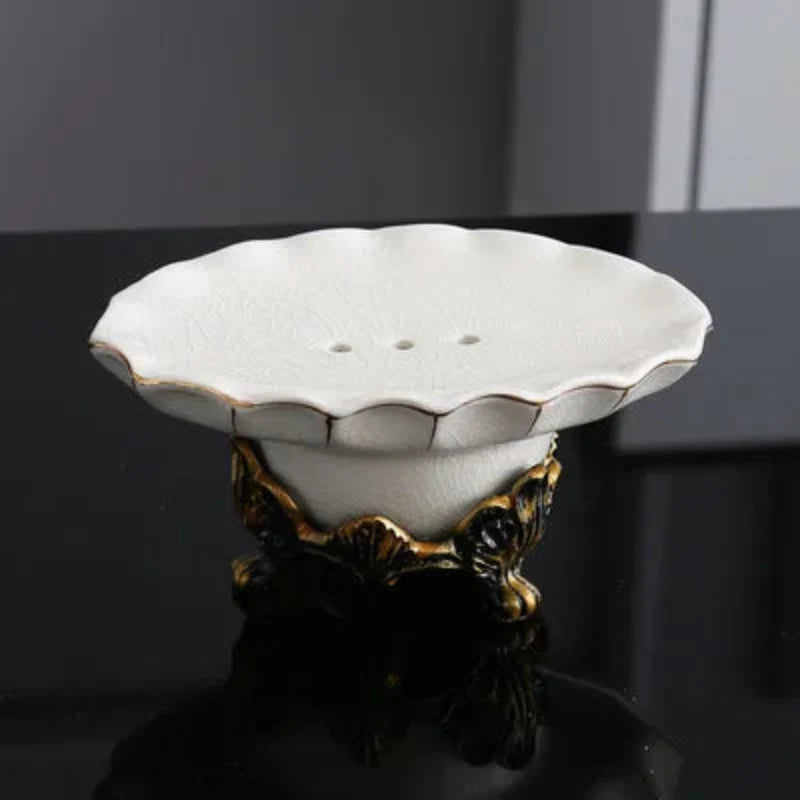 Porta Sapone in Ceramica Classica con Fessura per Drenaggio - Organizer per Bagno