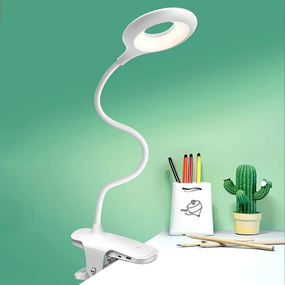 CLIPGLOW – Luce di lettura LED USB dimmerabile con clip e collo regolabile