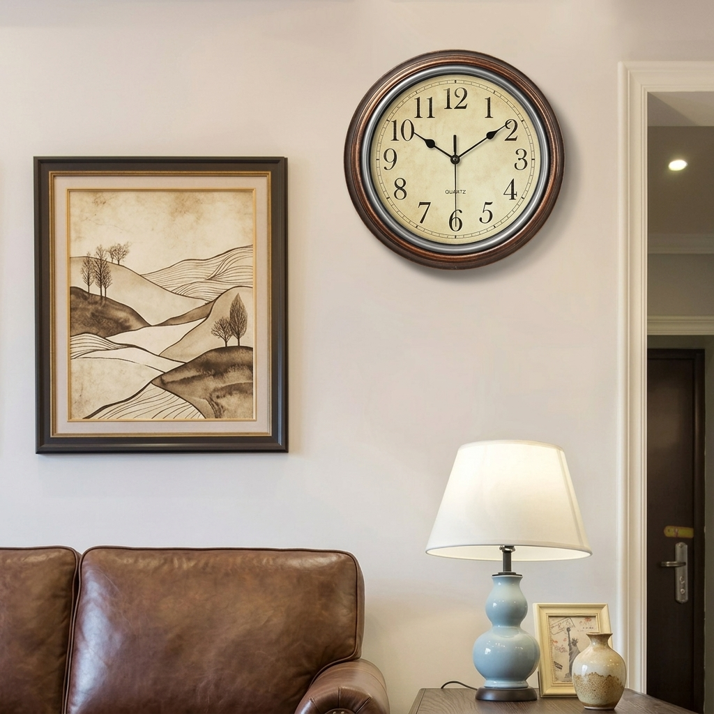 Orologio da Parete in Legno Silenzioso Design Classico per Interni