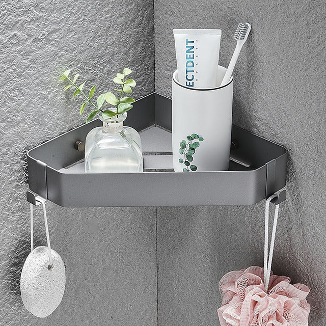 Mensola Angolare per Bagno, Ripiani di Stoccaggio a Triangolo, Porta Asciugamani