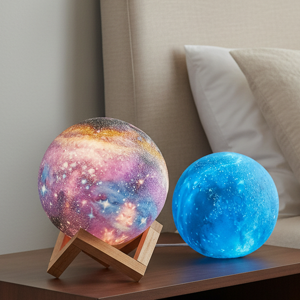 CosmoShine – Lampada Notturna Multicolore a Forma di Luna con Telecomando