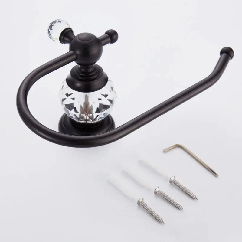 Portarotolo in Cristallo in Ottone Massiccio Accessorio per Bagno