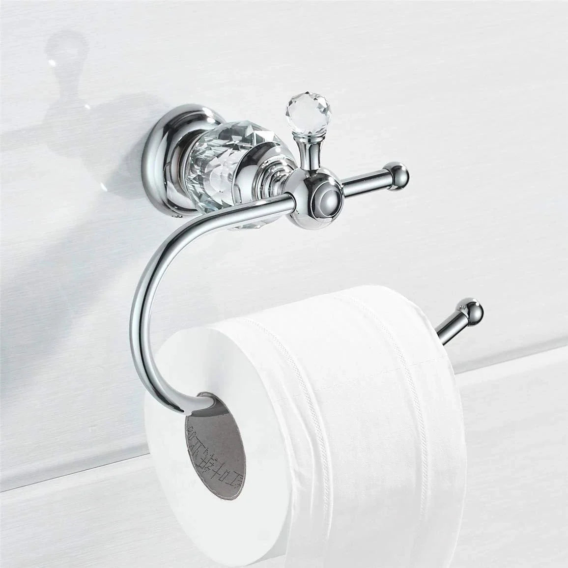 Portarotolo in Cristallo in Ottone Massiccio Accessorio per Bagno