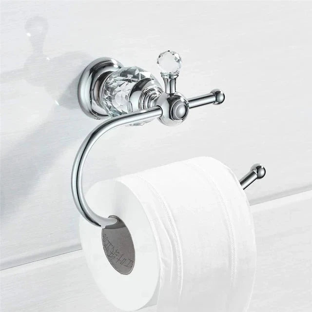 Portarotolo in Cristallo in Ottone Massiccio Accessorio per Bagno