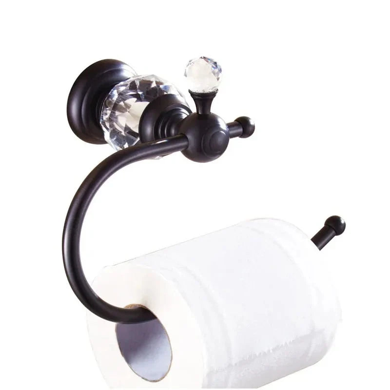 Portarotolo in Cristallo in Ottone Massiccio Accessorio per Bagno