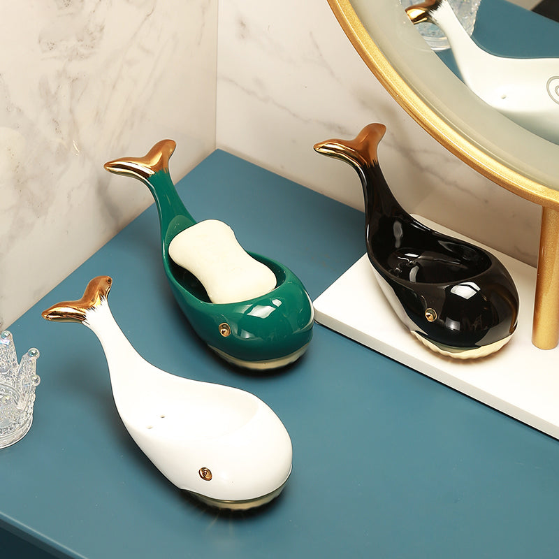 Carinita Balena Ceramica Porta Sapone Scolante Ripiani Semplice Porta Sapone per Casa