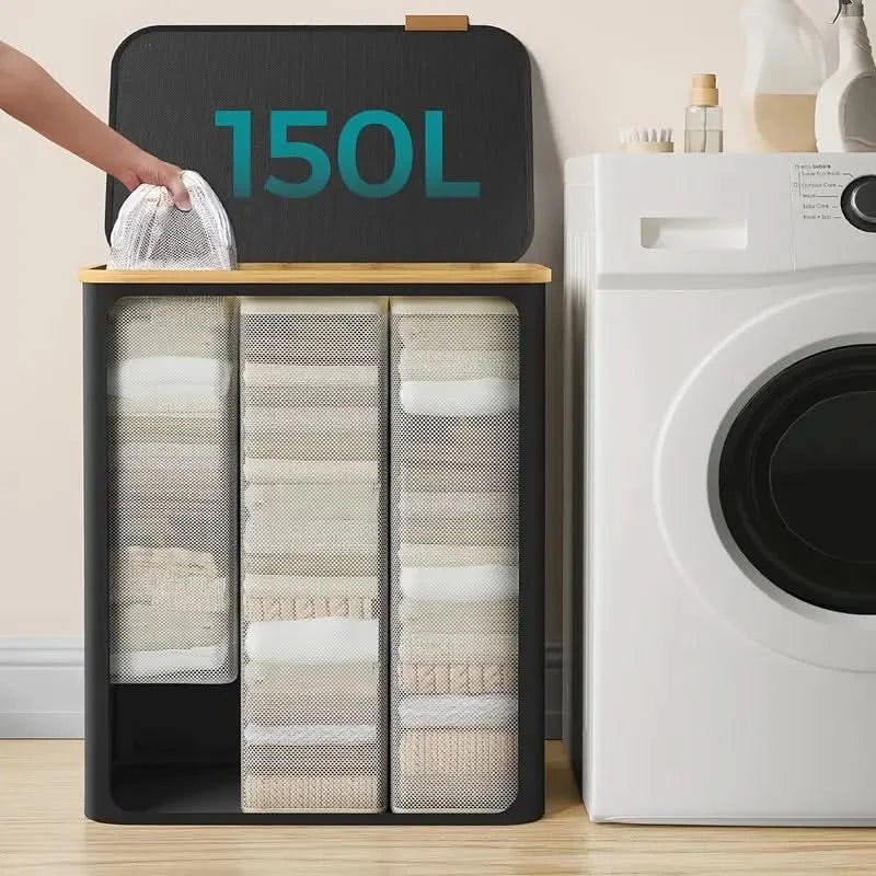 WäscheBegleiter - Cesto per la biancheria da 150L con grande capacità