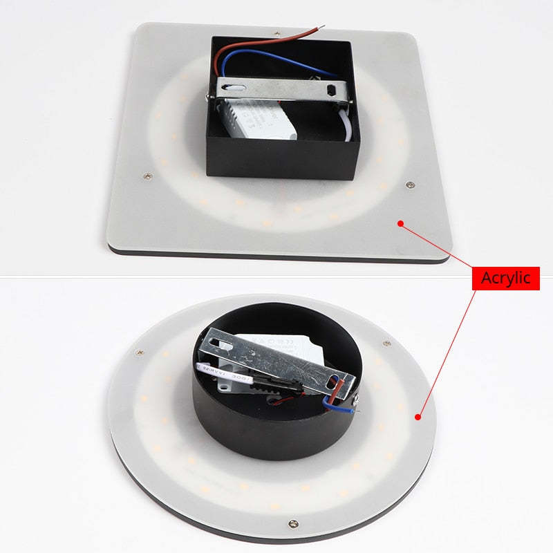 Klyne Minimalist Lampada da Parete Esterno Rotonda/Quadrata LED, Nera/Bianca
