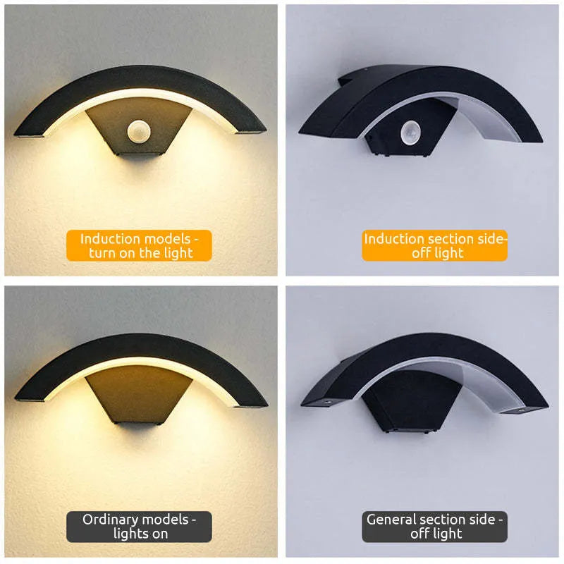 Lampada da Parete LED Impermeabile Elvon Nordic Arc, Nera
