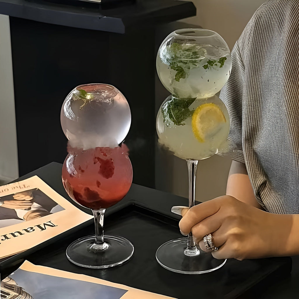 Set di 2 Bicchieri in Vetro a Forma di Sfera – Eleganti e Decorativi | Perfetti per la Casa e Occasioni Speciali