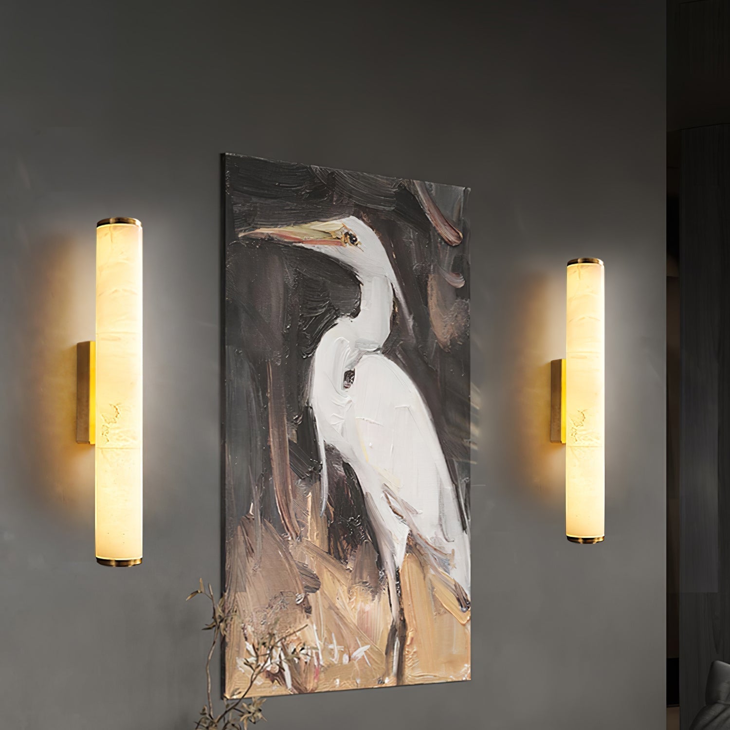Applique da Parete LED 1 Luce in Marmo Spagnolo Minimalista Moderno con Rame