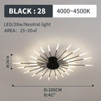 Wesley Flush-Mount Ceiling Light Fuochi d'Artificio, Nero/Oro