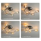 Valentina Lampada da Soffitto Flush Mount, Vetro, Nero/Oro, Sala da Pranzo