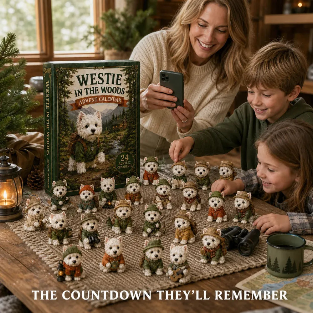 🐶Calendario Avvento 2D Westie nel Bosco 2026 - Countdown Festivo di 24 Giorni - Regalo per Amanti dei Cani