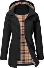 Giacca da Donna Impermeabile con Cappuccio – Impermeabile con Fodera in Pile a Quadri