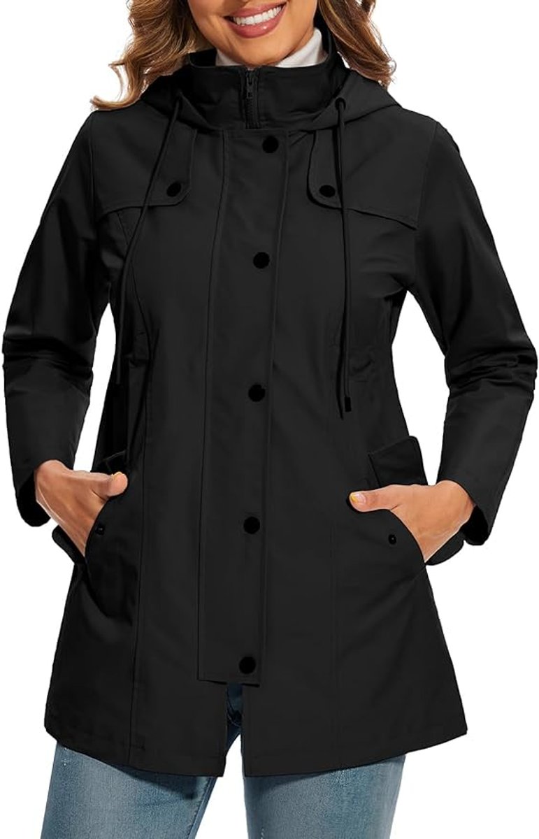 Giacca da Donna Impermeabile con Cappuccio – Impermeabile con Fodera in Pile a Quadri