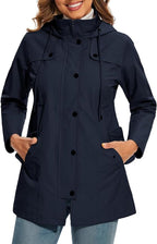 Giacca da Donna Impermeabile con Cappuccio – Impermeabile con Fodera in Pile a Quadri