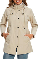 Giacca da Donna Impermeabile con Cappuccio – Impermeabile con Fodera in Pile a Quadri