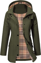Giacca da Donna Impermeabile con Cappuccio – Impermeabile con Fodera in Pile a Quadri