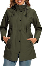 Giacca da Donna Impermeabile con Cappuccio – Impermeabile con Fodera in Pile a Quadri