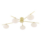 Dar Jasper 5 Luci Semi-Flush Oro Satinato e Vetro Opale