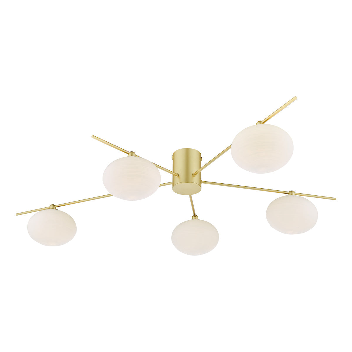 Dar Jasper 5 Luci Semi-Flush Oro Satinato e Vetro Opale