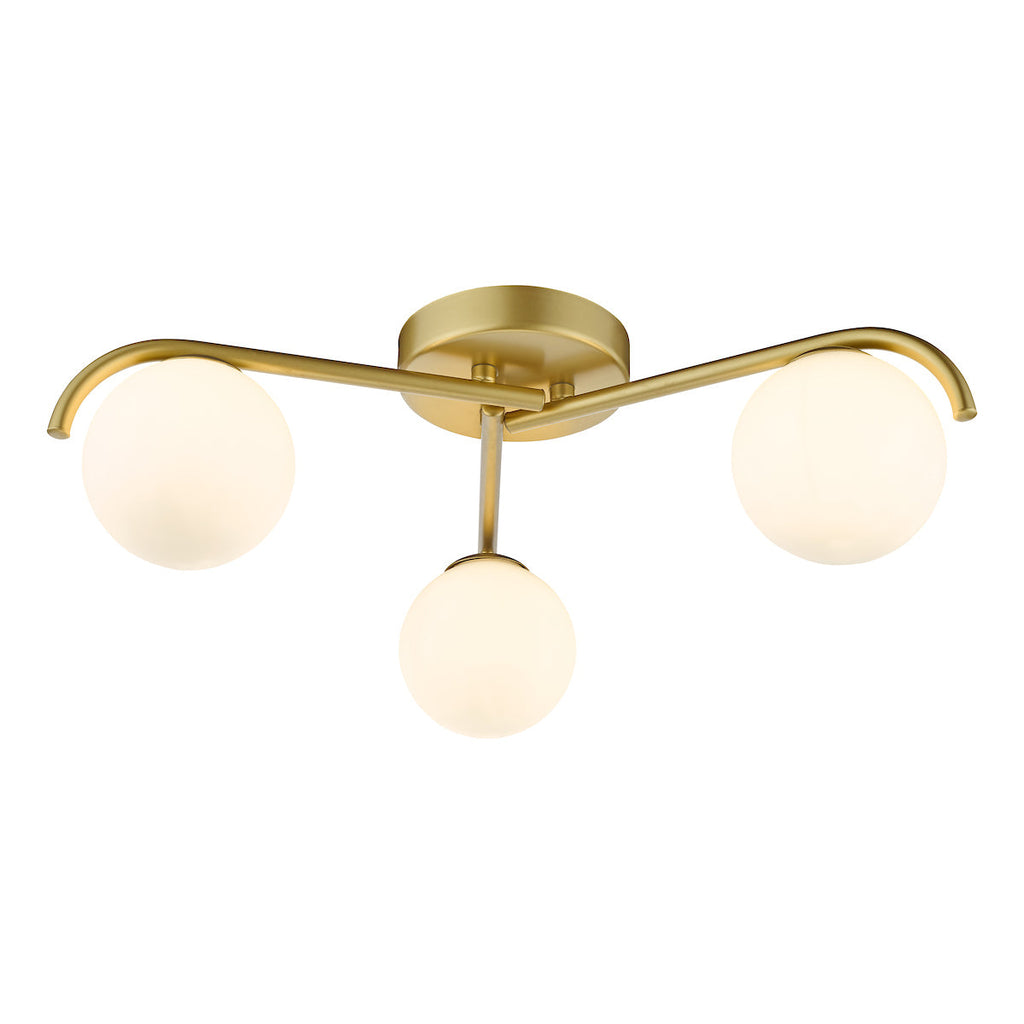 Dar Orlena 3 Luci Flush Oro Satinato e Vetro Opale
