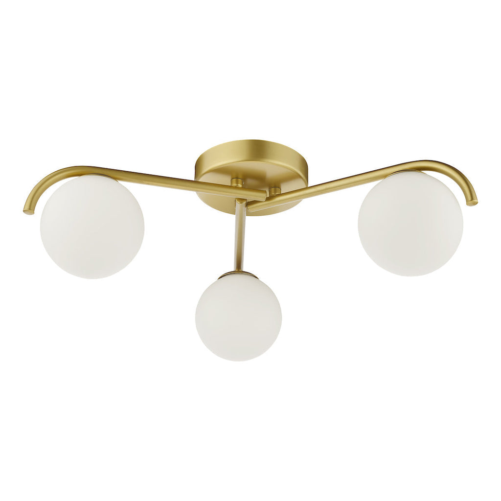Dar Orlena 3 Luci Flush Oro Satinato e Vetro Opale