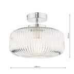 Dar Riva Flush Lampada da Soffitto per Bagno in Cromo Lucido IP44